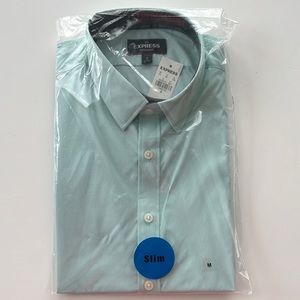 Express Performance Dress Shirt, Men’s M, Light Teal